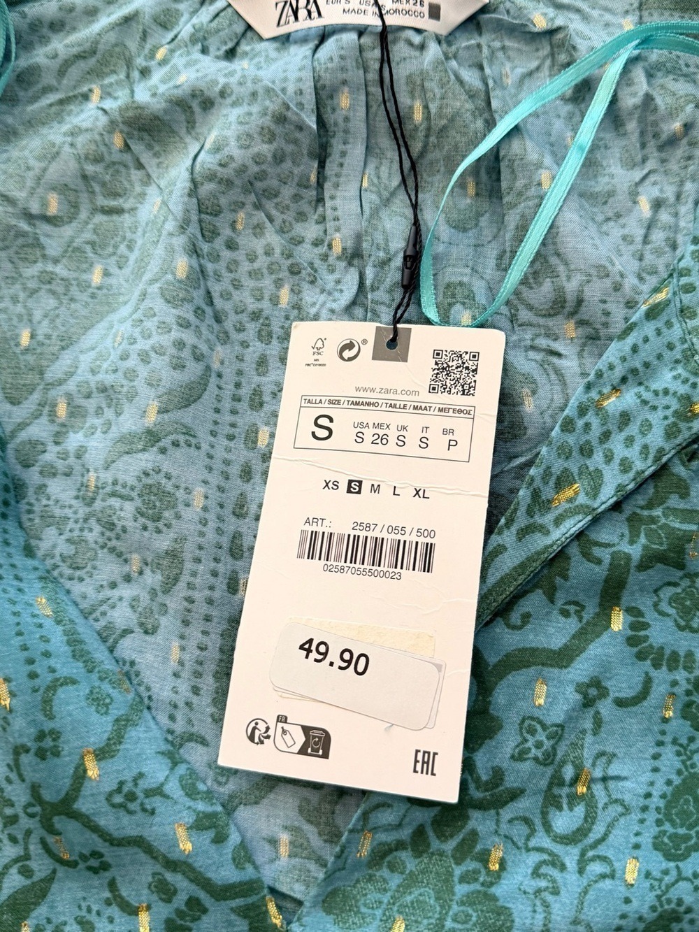Zara Mini Dress Green Metallic Small - Picture 4 of 7